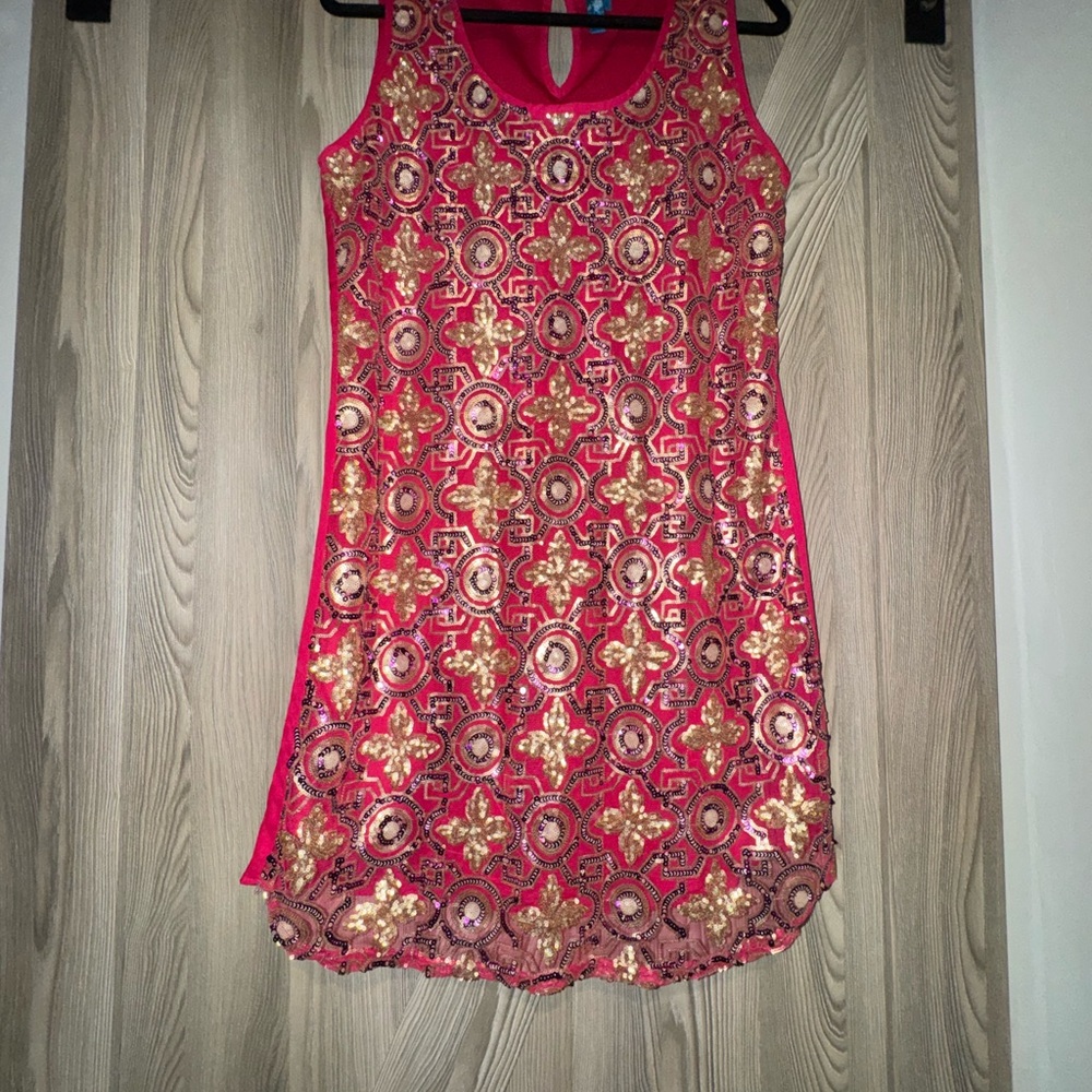 Buttons Pink and Gold Formal  Dress